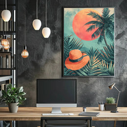 Tropical Sunset Escape Art Print Travel Poster PosterGoat