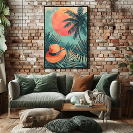 Tropical Sunset Escape Art Print Travel Poster PosterGoat
