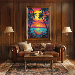 Tropical Sunset Escape Beach Art Print Travel Poster PosterGoat