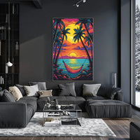 Tropical Sunset Escape Beach Art Print Travel Poster PosterGoat