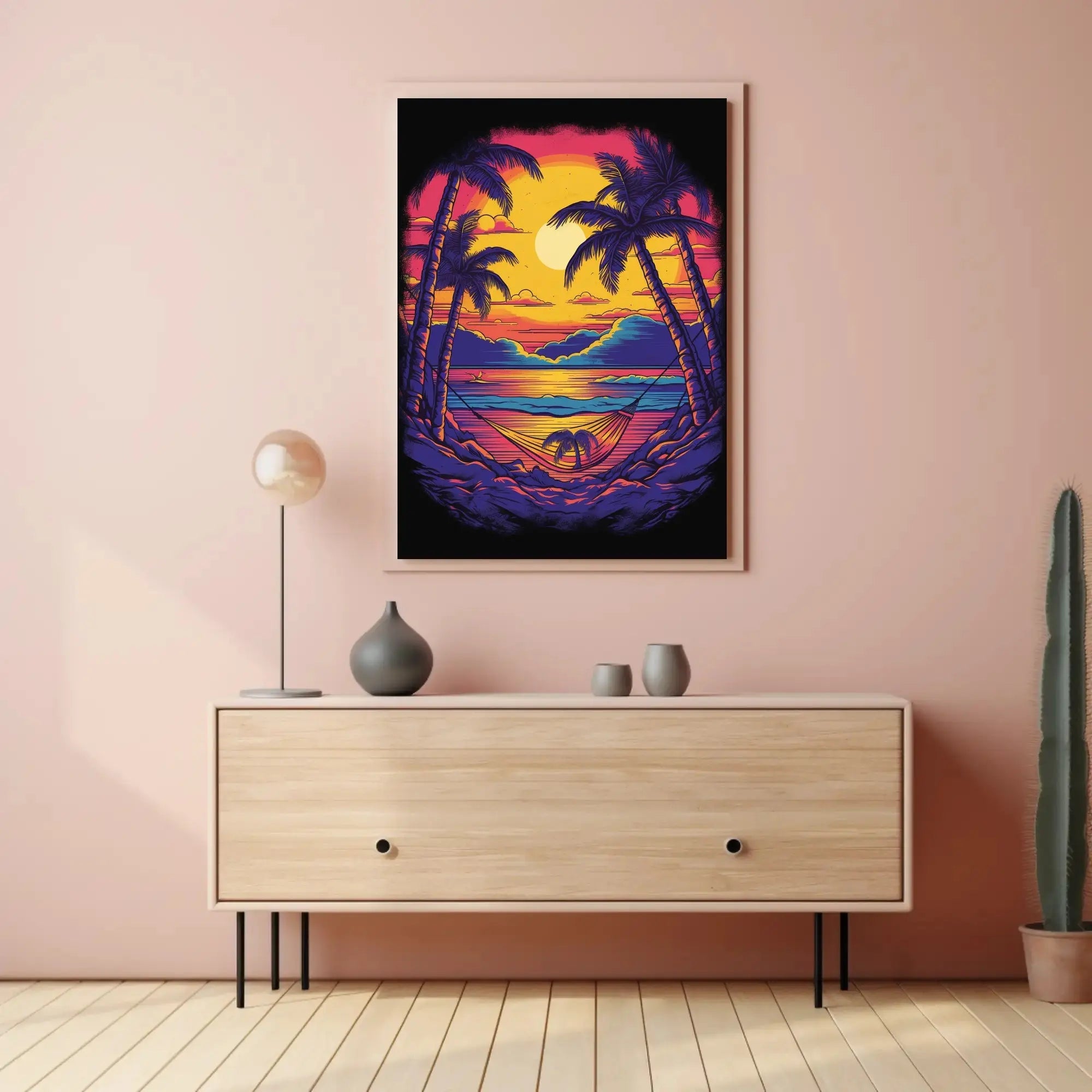 Tropical Sunset Escape Retro Travel Poster PosterGoat