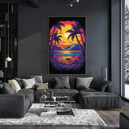 Tropical Sunset Escape Retro Travel Poster PosterGoat