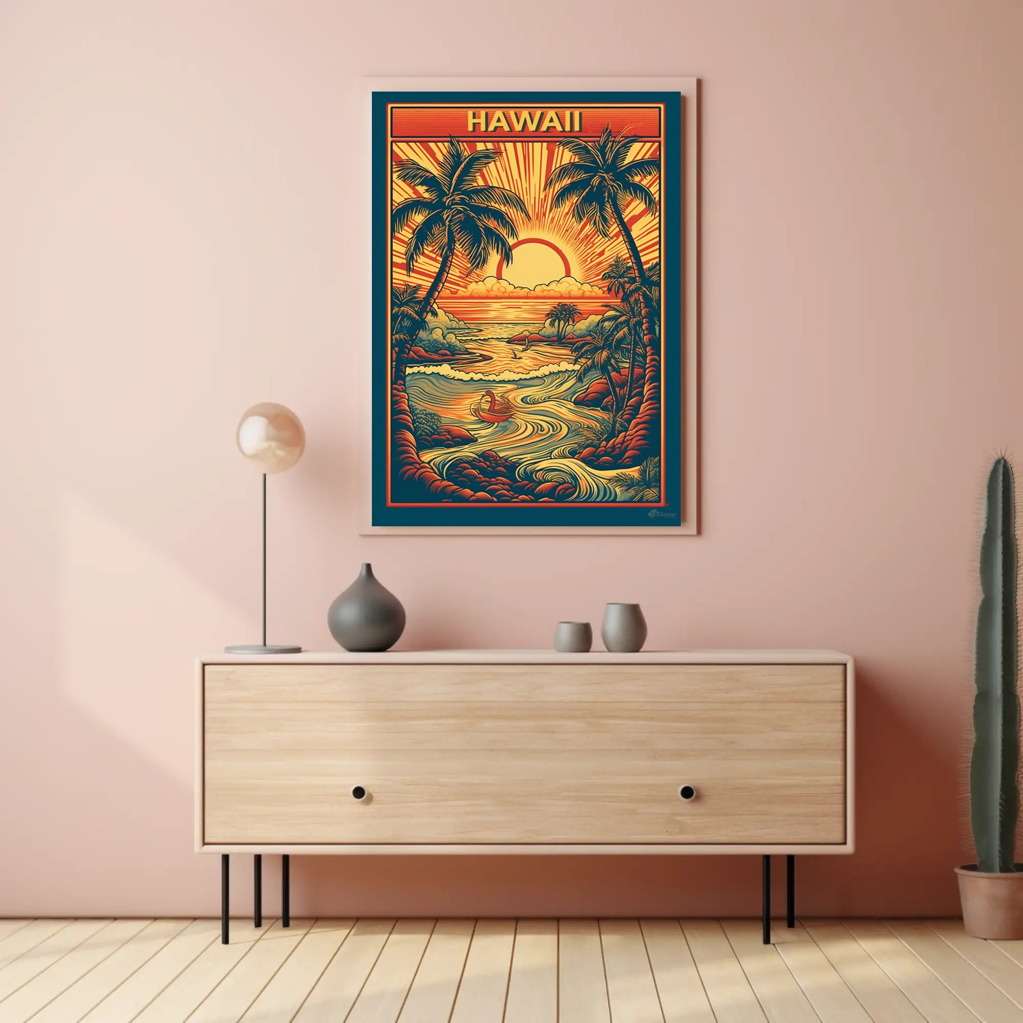 Tropical Sunset Over Ocean Travel Poster PosterGoat