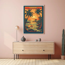 Tropical Sunset Over Ocean Travel Poster PosterGoat