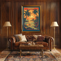 Tropical Sunset Over Ocean Travel Poster PosterGoat