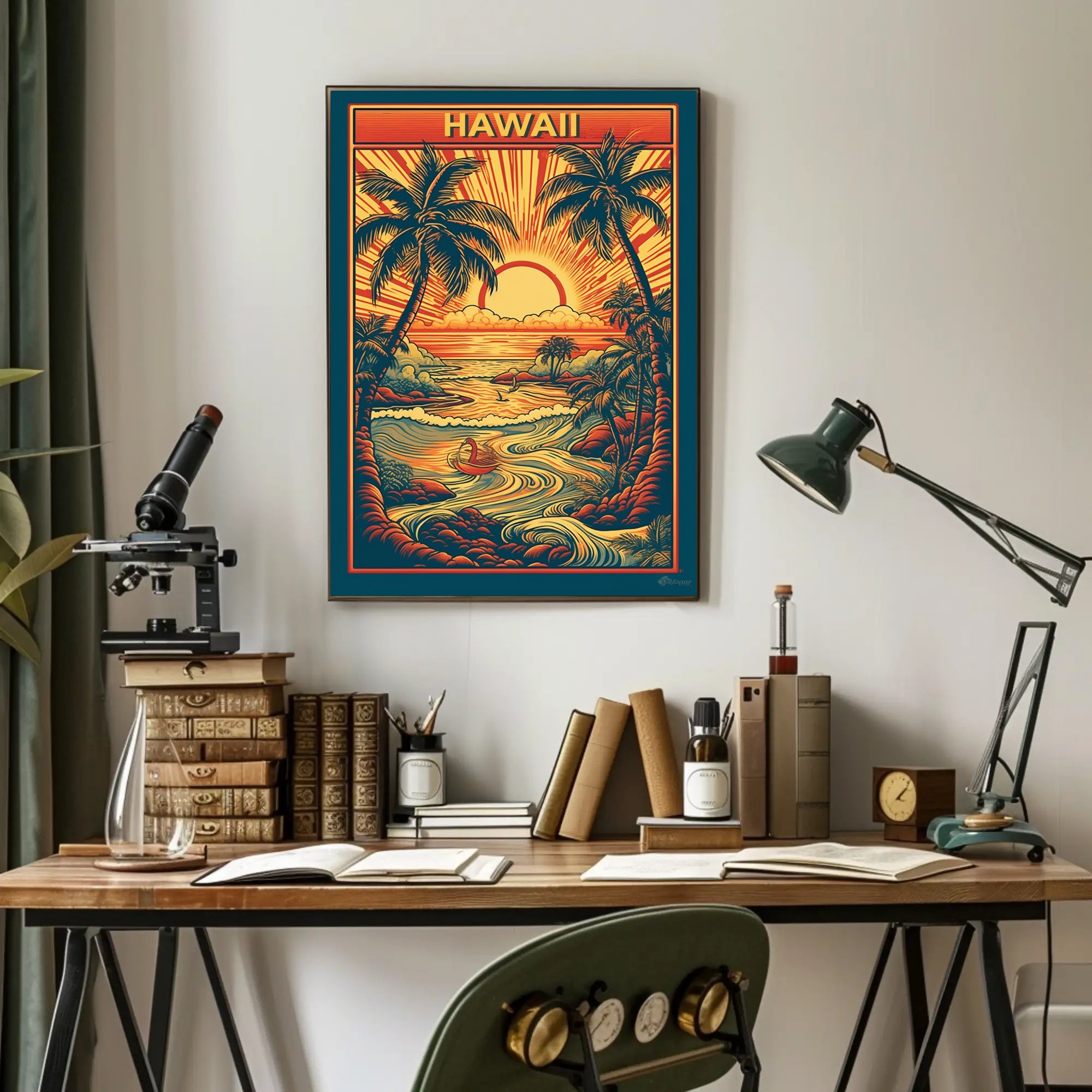 Tropical Sunset Over Ocean Travel Poster PosterGoat