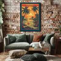 Tropical Sunset Over Ocean Travel Poster PosterGoat