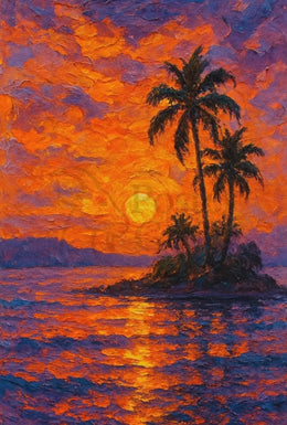 Tropical Sunset Serenity: Abstract, Artistic Poster PosterGoat
