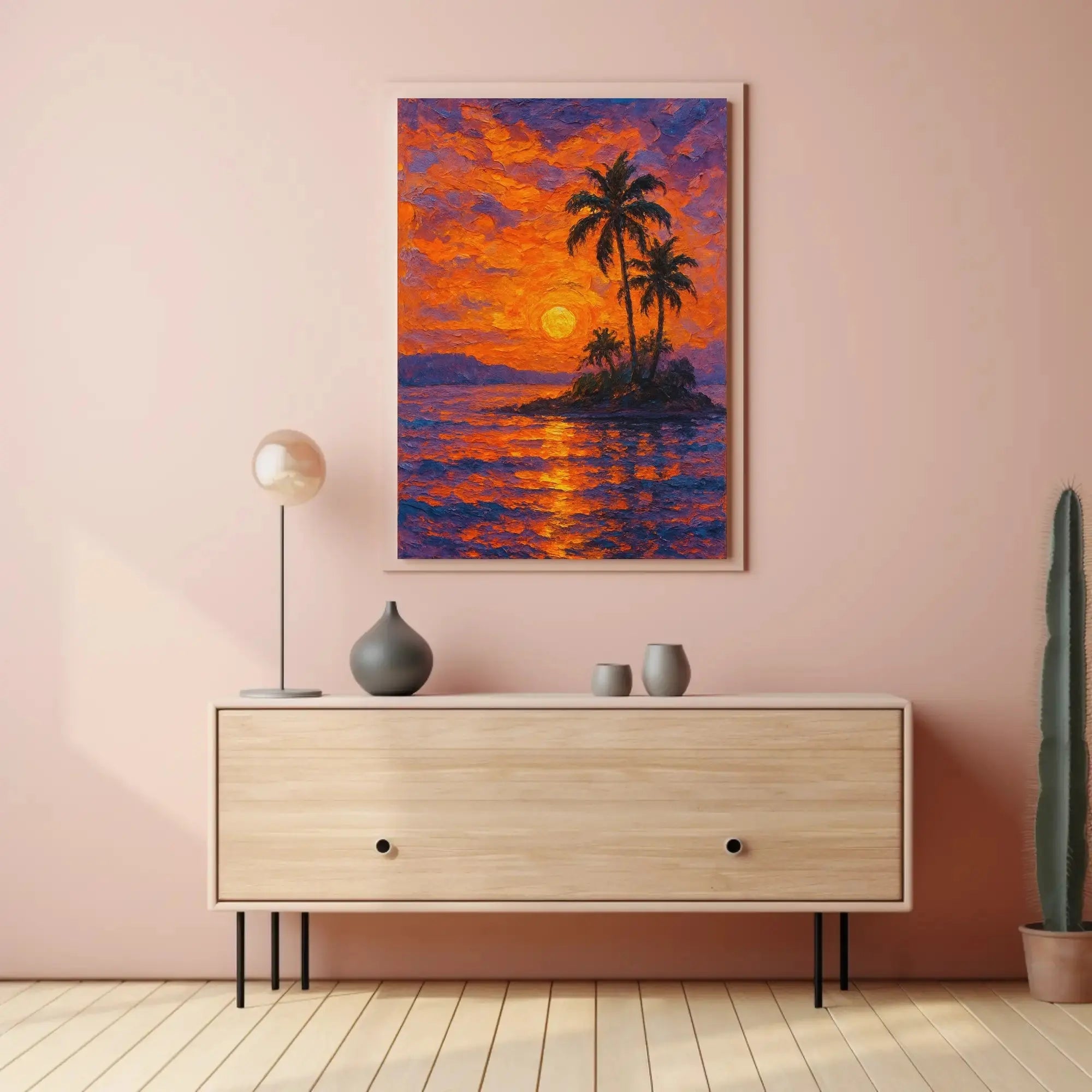 Tropical Sunset Serenity: Abstract, Artistic Poster PosterGoat