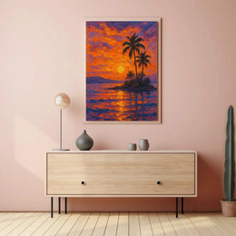 Tropical Sunset Serenity: Abstract, Artistic Poster PosterGoat