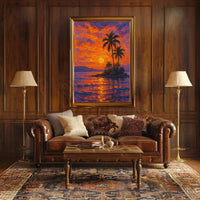 Tropical Sunset Serenity: Abstract, Artistic Poster PosterGoat