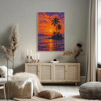 Tropical Sunset Serenity: Abstract, Artistic Poster PosterGoat