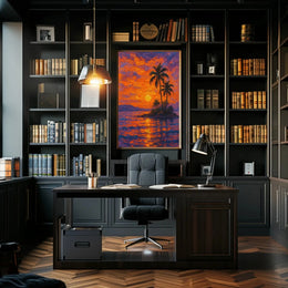 Tropical Sunset Serenity: Abstract, Artistic Poster PosterGoat