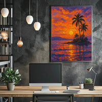 Tropical Sunset Serenity: Abstract, Artistic Poster PosterGoat