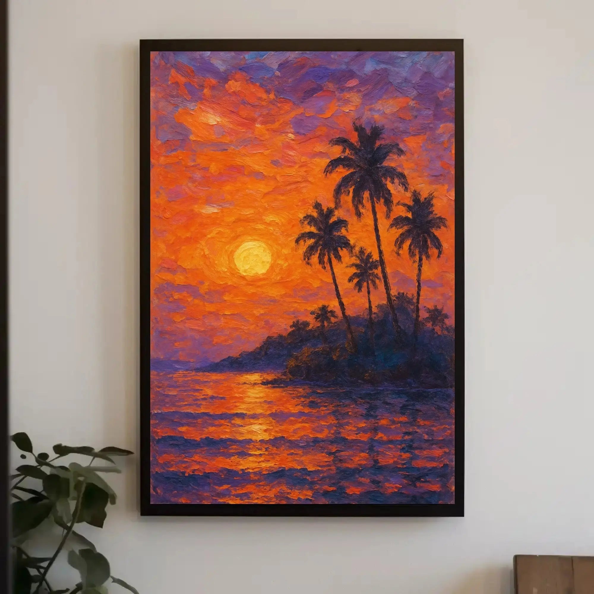 Tropical Sunset Tranquility: Artistic Travel Poster PosterGoat