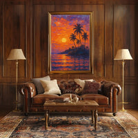 Tropical Sunset Tranquility: Artistic Travel Poster PosterGoat