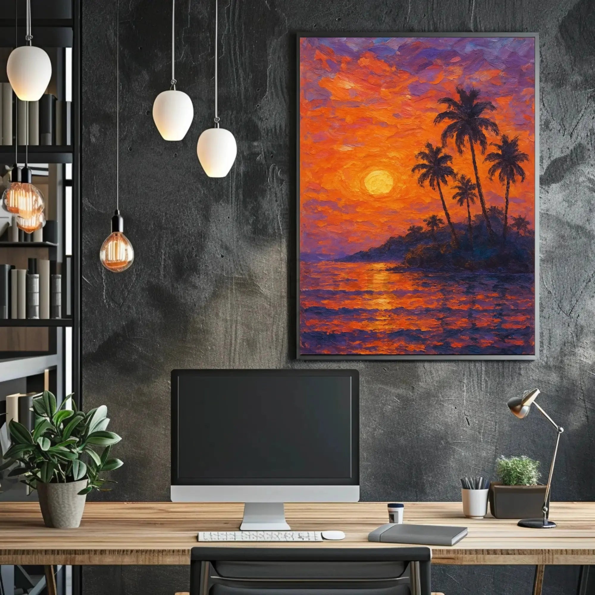 Tropical Sunset Tranquility: Artistic Travel Poster PosterGoat