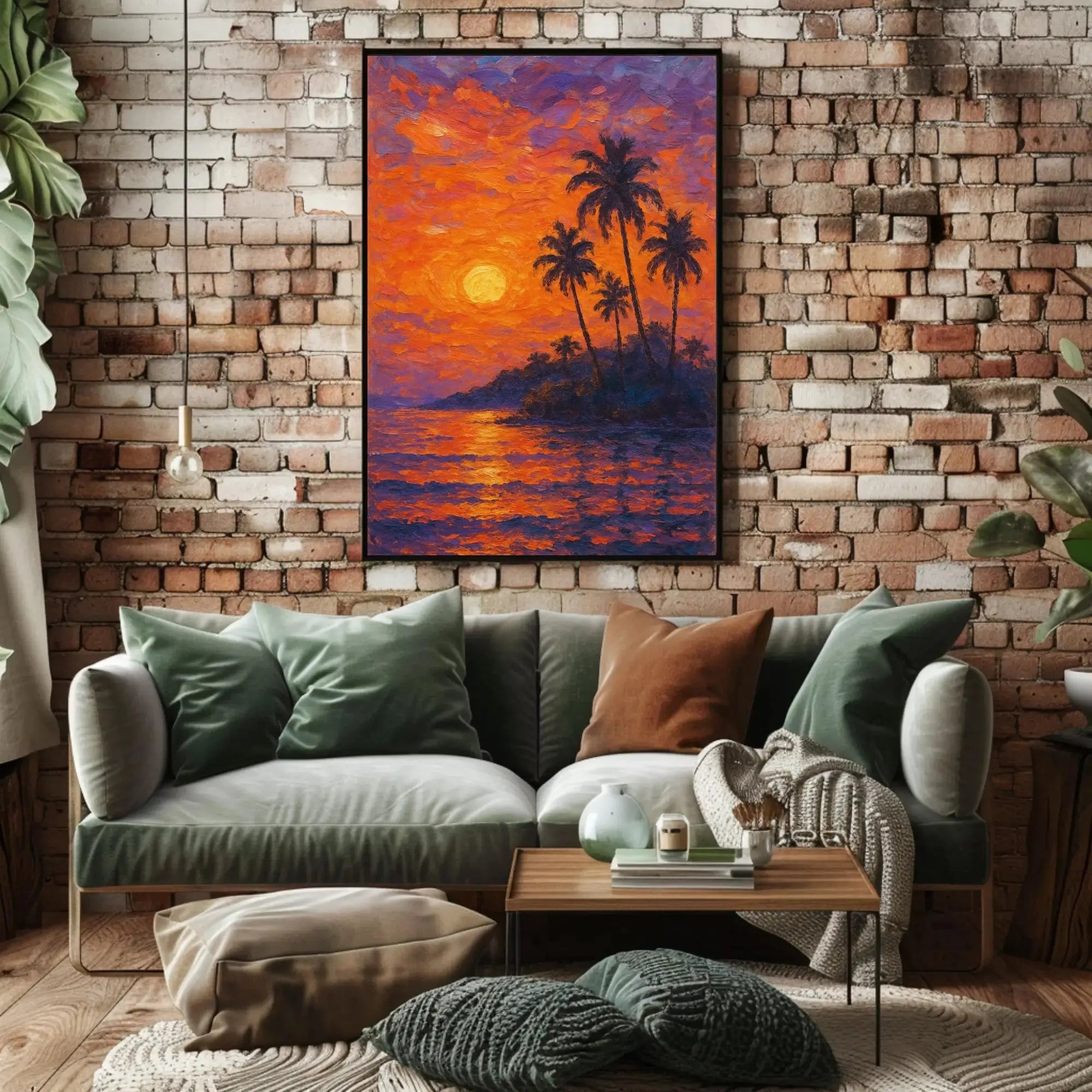 Tropical Sunset Tranquility: Artistic Travel Poster PosterGoat
