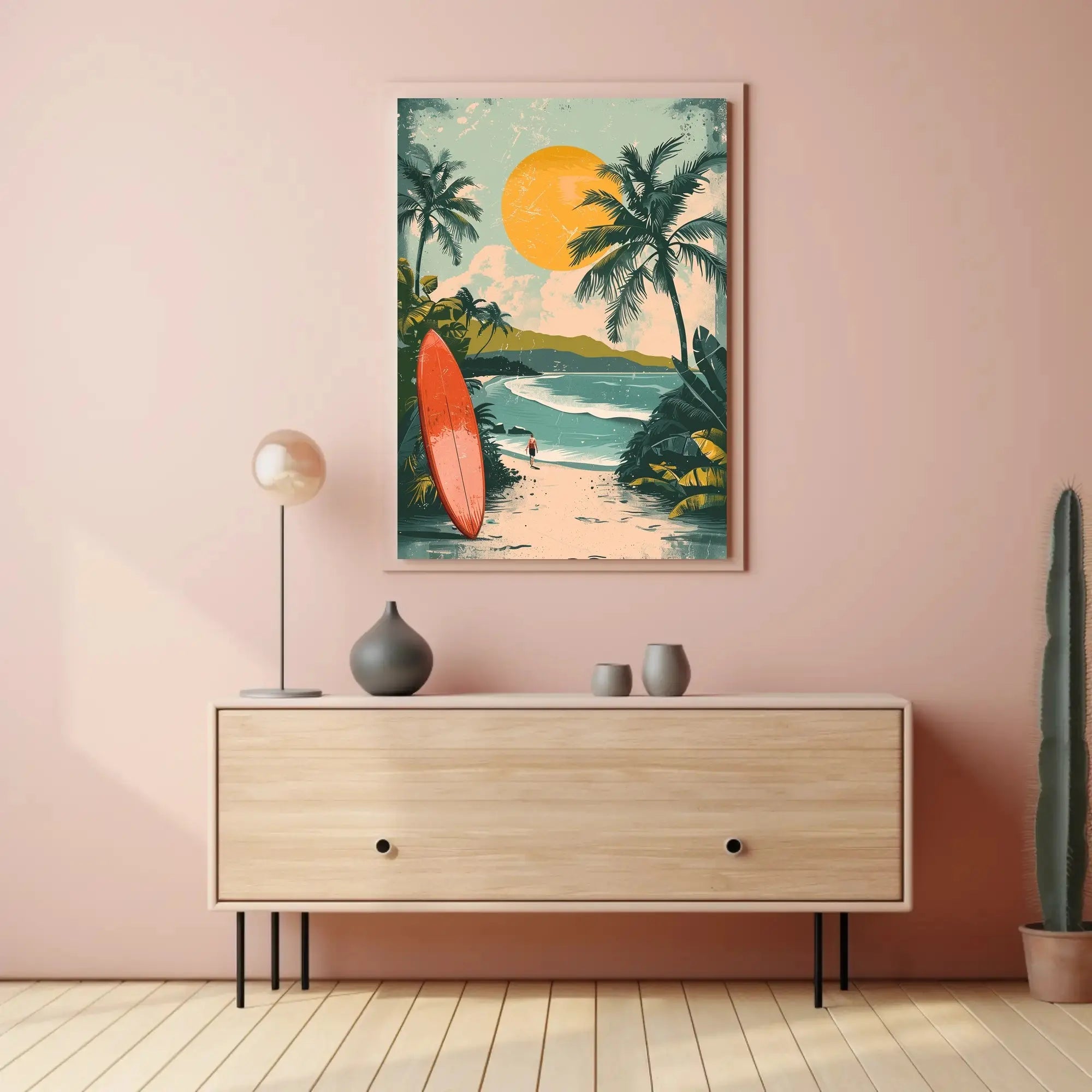 Tropical Surfboard Adventure Vintage Travel Poster PosterGoat