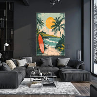 Tropical Surfboard Adventure Vintage Travel Poster PosterGoat