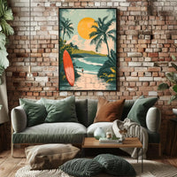 Tropical Surfboard Adventure Vintage Travel Poster PosterGoat