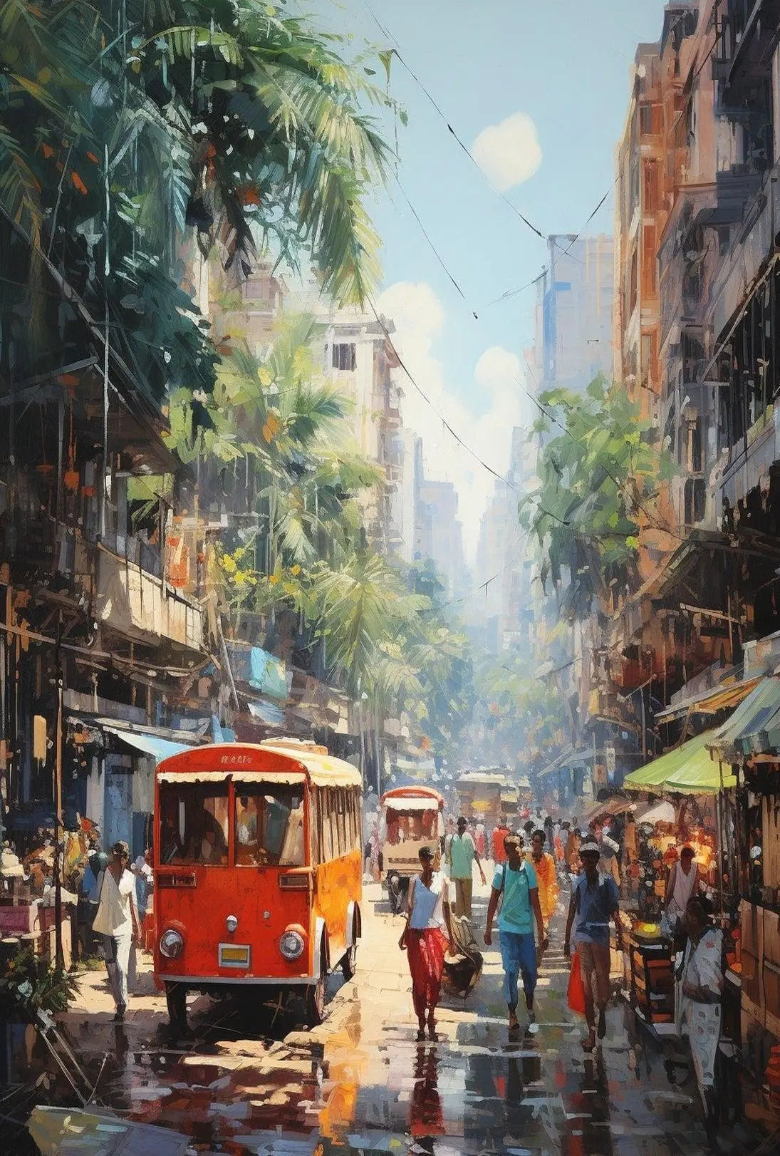 Tropical Urban Life Street Scene: Cultural or Heritage Poster PosterGoat