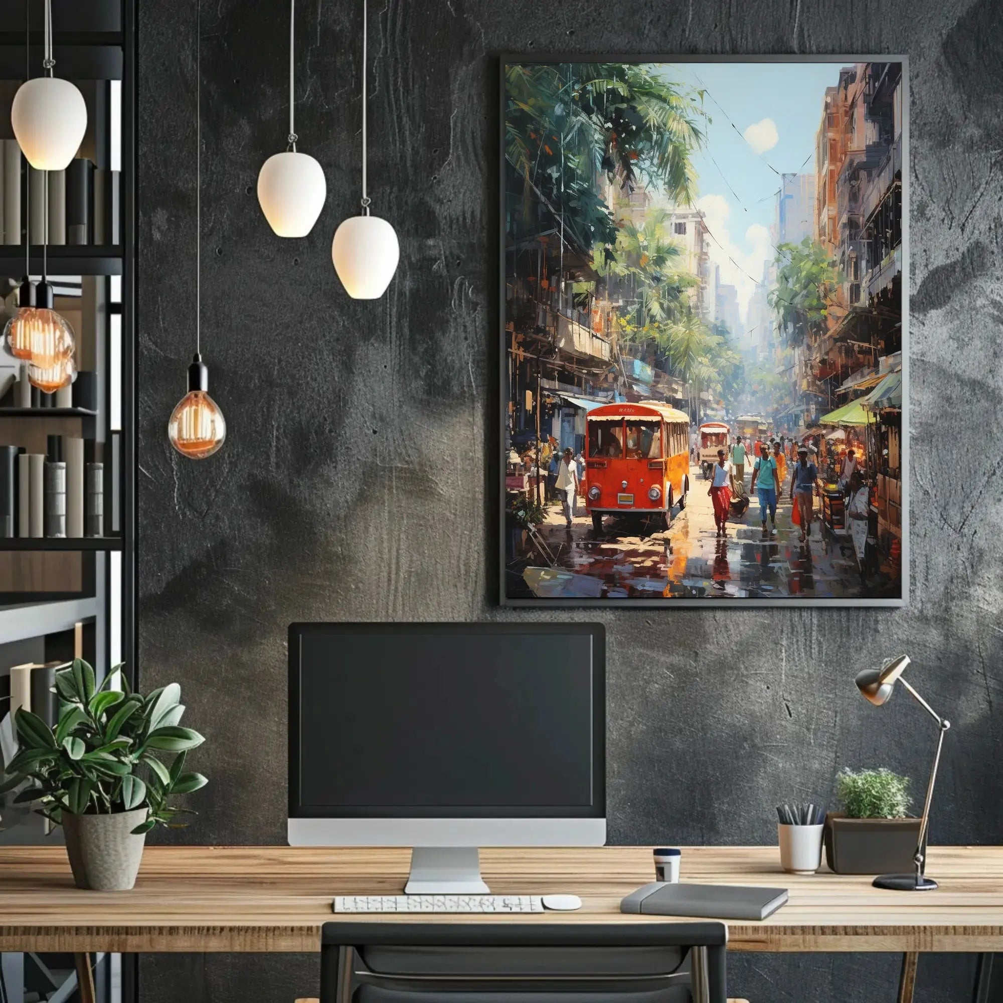 Tropical Urban Life Street Scene: Cultural or Heritage Poster PosterGoat