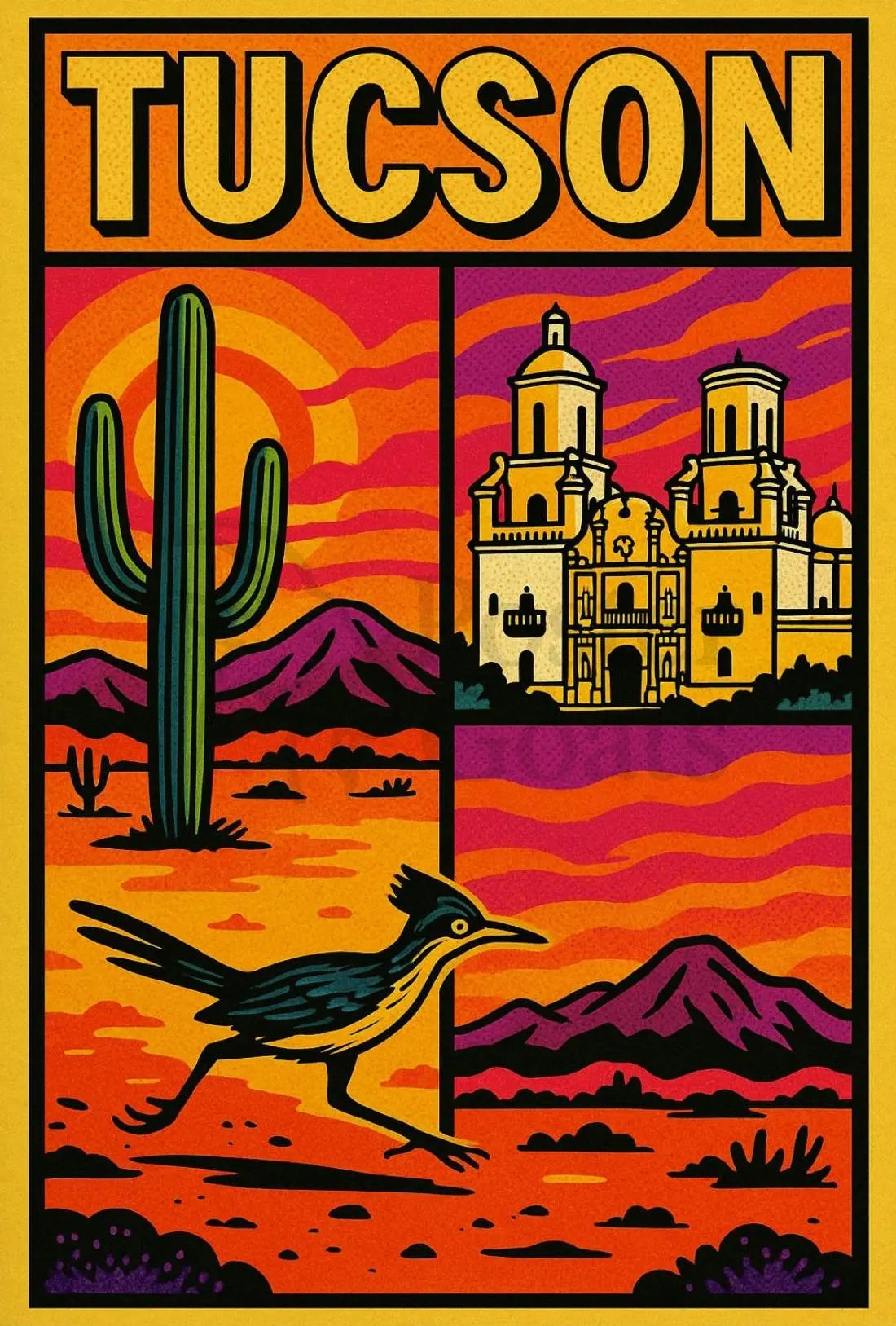 Tucson Desert Vibes Vintage Travel Poster PosterGoat
