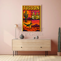 Tucson Desert Vibes Vintage Travel Poster PosterGoat