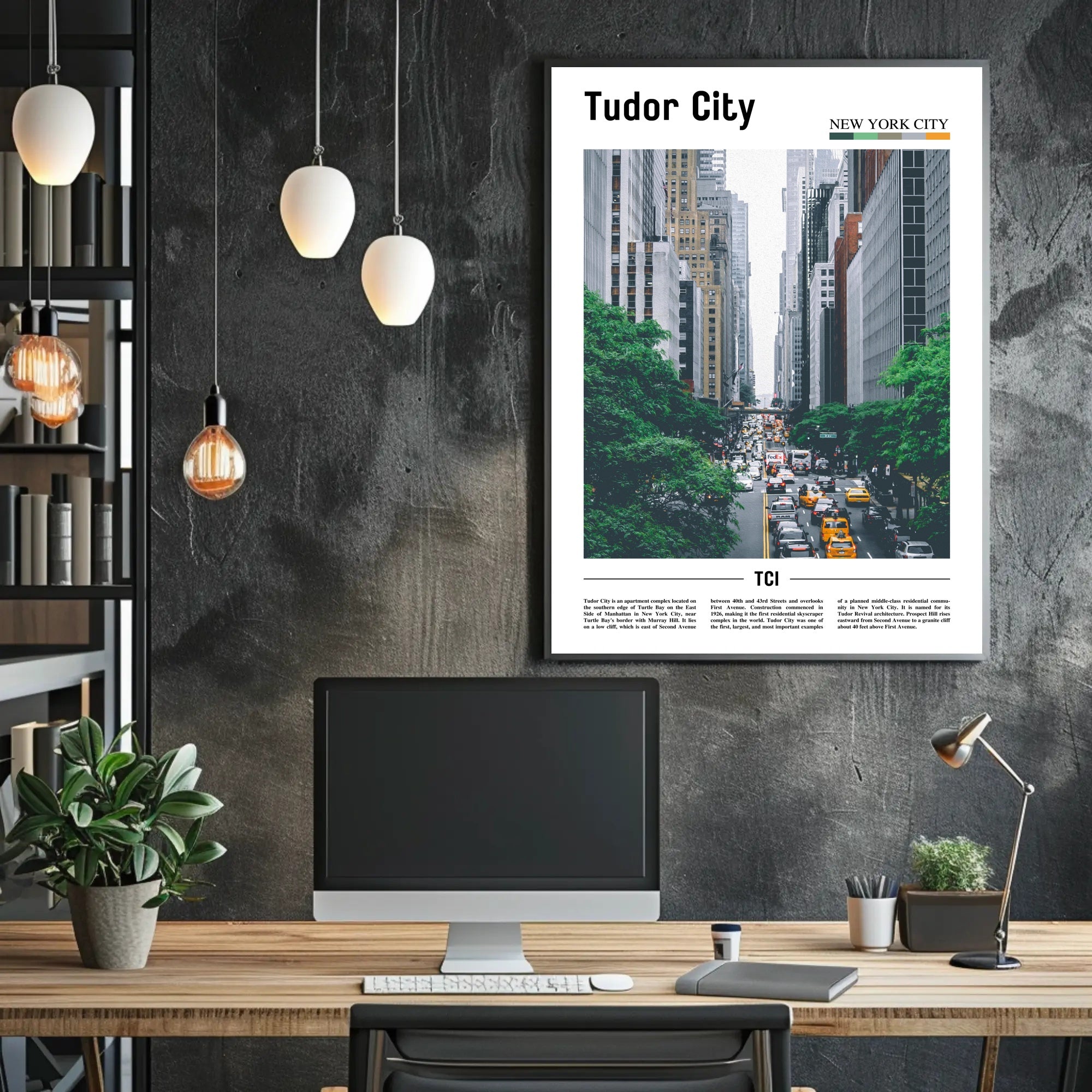 Tudor City Modern Traffic Travel Poster PosterGoat