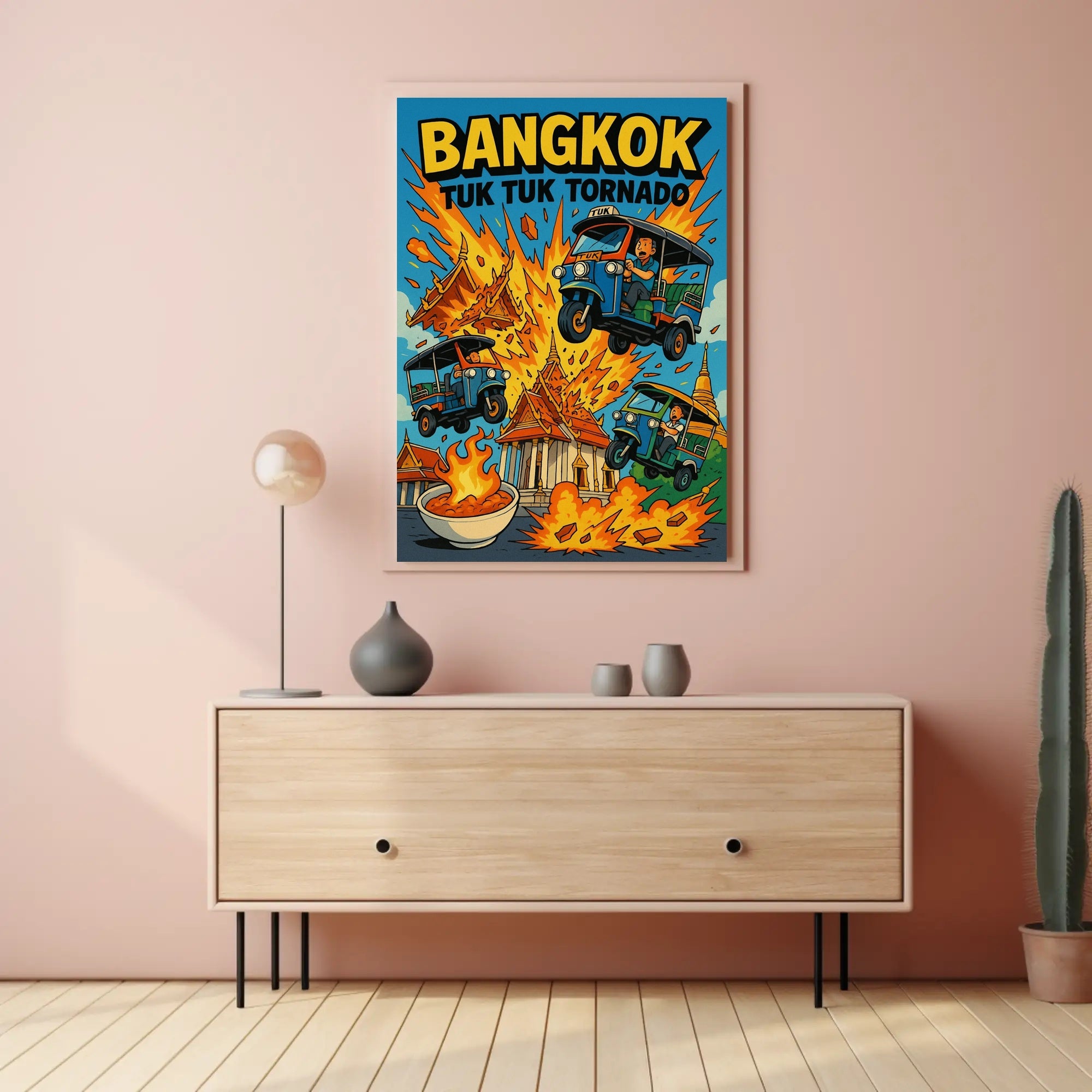 Tuk Tuk Tornado Adventure in Bangkok Urban or Cityscape Poster PosterGoat