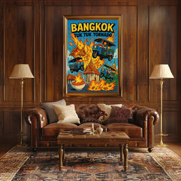 Tuk Tuk Tornado Adventure in Bangkok Urban or Cityscape Poster PosterGoat