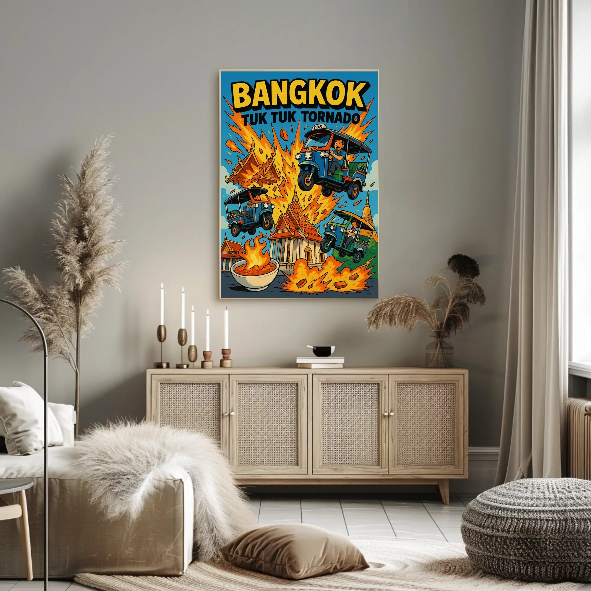 Tuk Tuk Tornado Adventure in Bangkok Urban or Cityscape Poster PosterGoat
