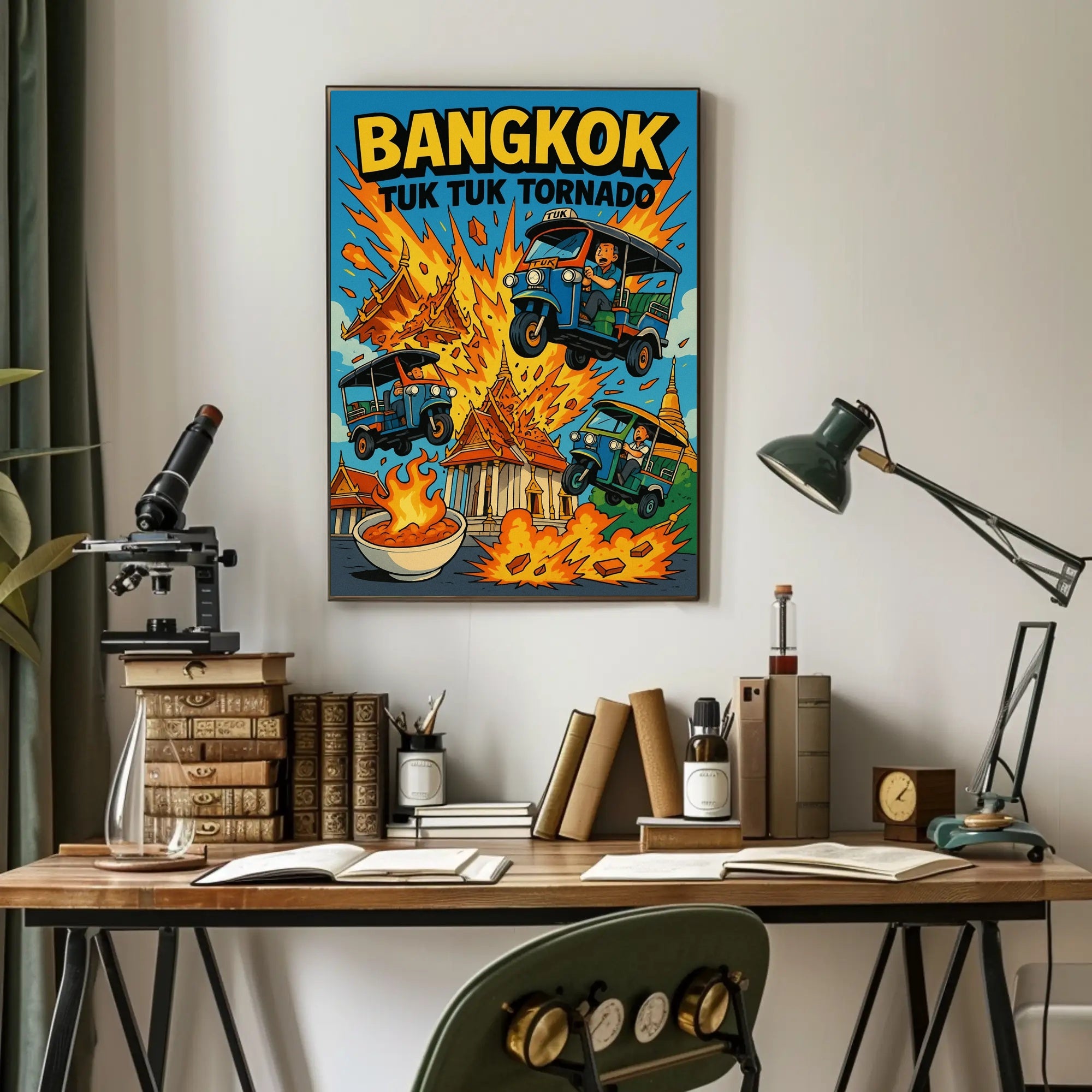 Tuk Tuk Tornado Adventure in Bangkok Urban or Cityscape Poster PosterGoat