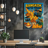 Tuk Tuk Tornado Adventure in Bangkok Urban or Cityscape Poster PosterGoat