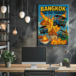 Tuk Tuk Tornado Adventure in Bangkok Urban or Cityscape Poster PosterGoat