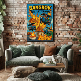 Tuk Tuk Tornado Adventure in Bangkok Urban or Cityscape Poster PosterGoat