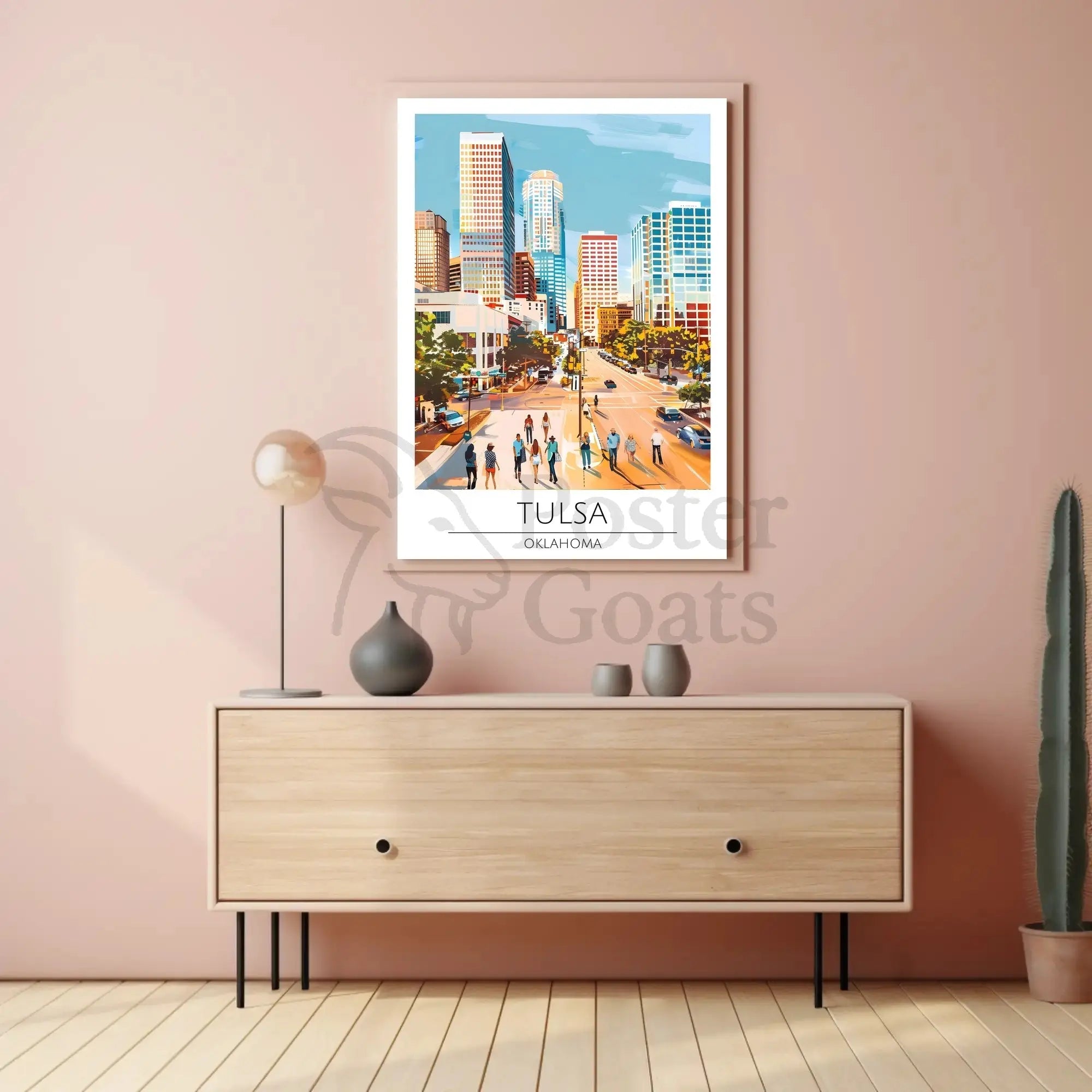 Tulsa Cityscape Vibrant Modern Travel Poster PosterGoat