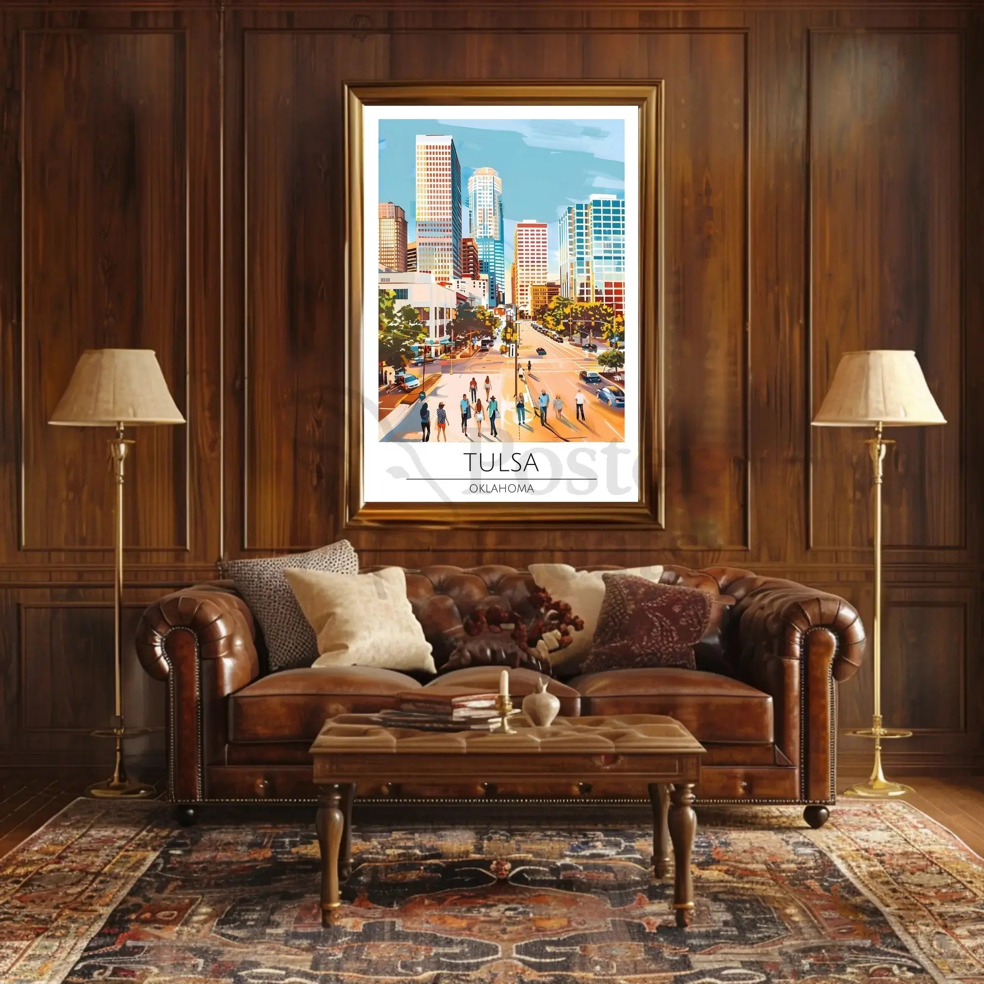 Tulsa Cityscape Vibrant Modern Travel Poster PosterGoat