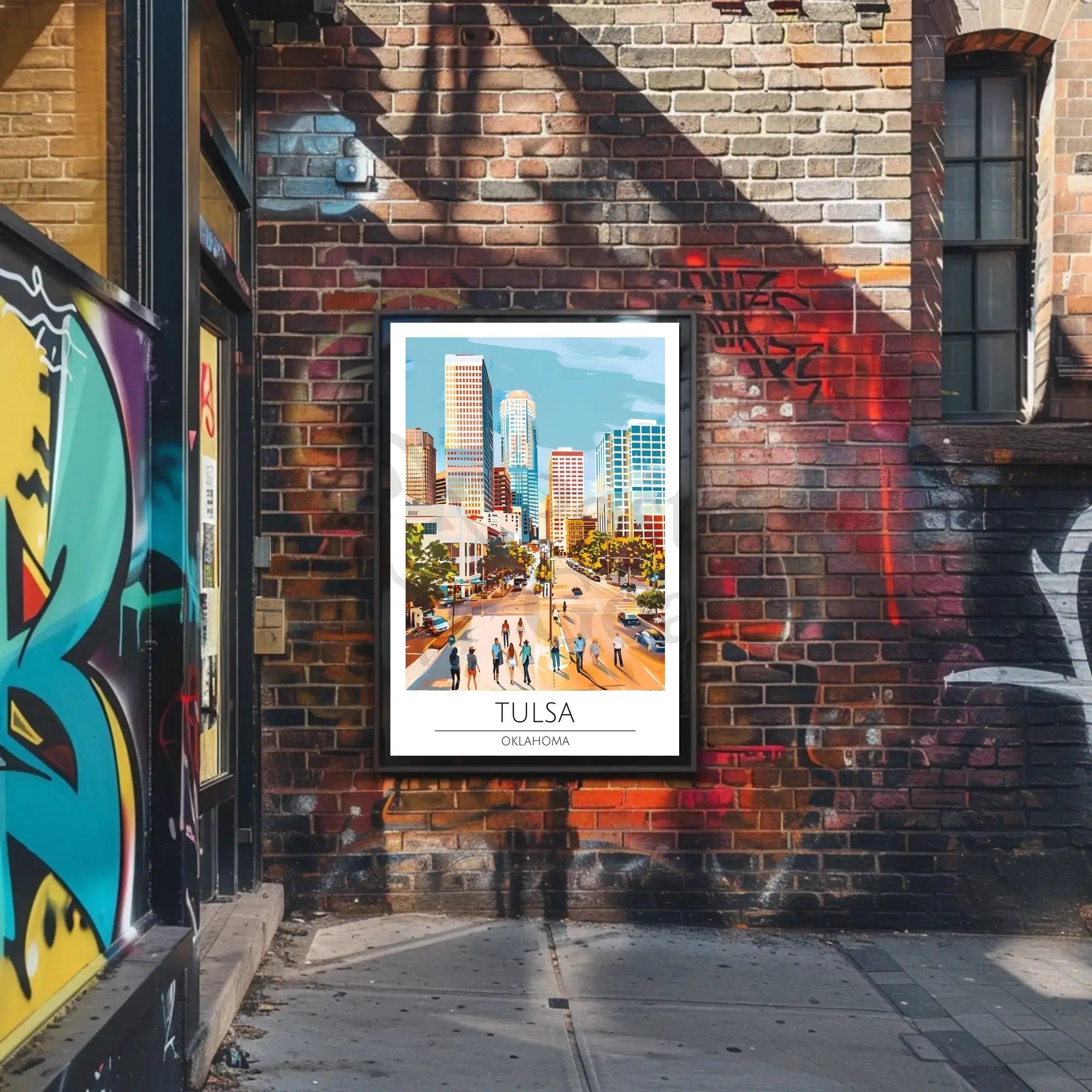 Tulsa Cityscape Vibrant Modern Travel Poster PosterGoat