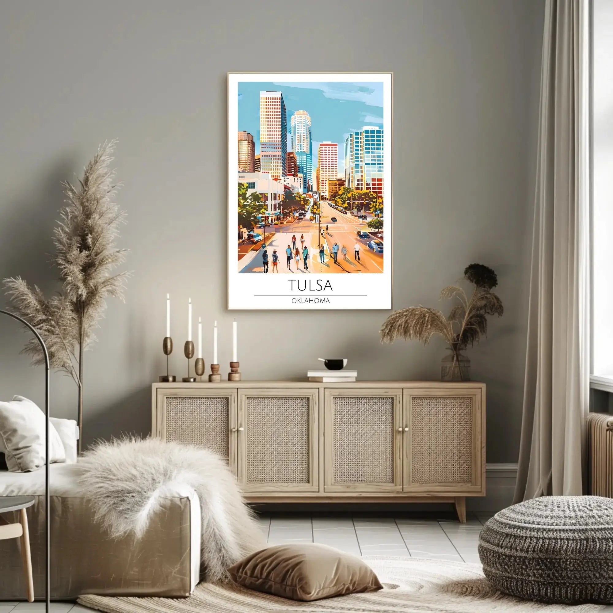 Tulsa Cityscape Vibrant Modern Travel Poster PosterGoat