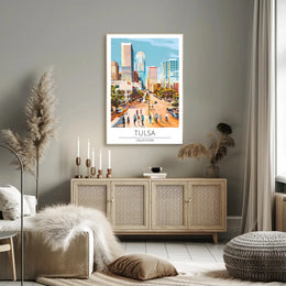 Tulsa Cityscape Vibrant Modern Travel Poster PosterGoat