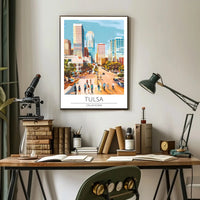 Tulsa Cityscape Vibrant Modern Travel Poster PosterGoat