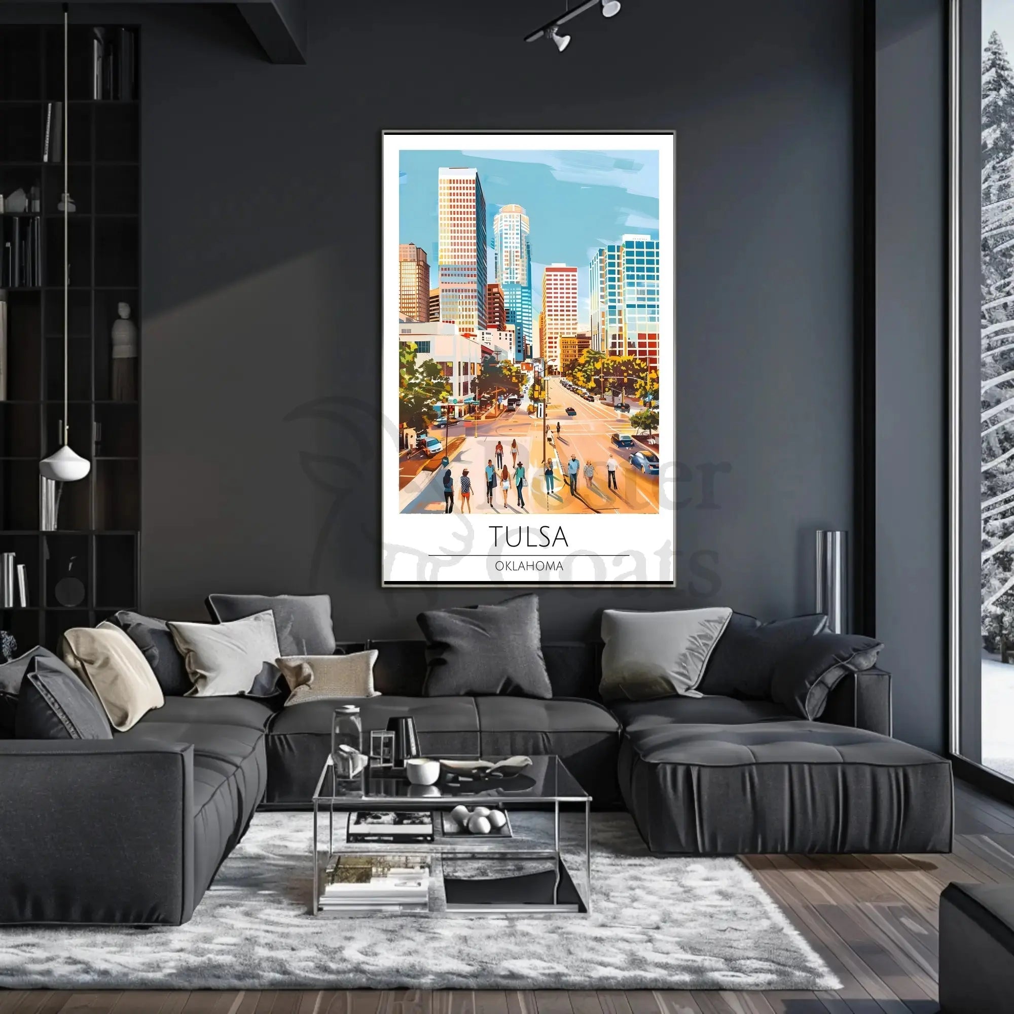 Tulsa Cityscape Vibrant Modern Travel Poster PosterGoat