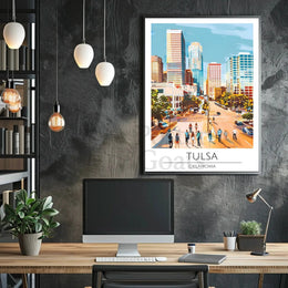 Tulsa Cityscape Vibrant Modern Travel Poster PosterGoat