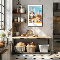 Tulsa Cityscape Vibrant Modern Travel Poster PosterGoat
