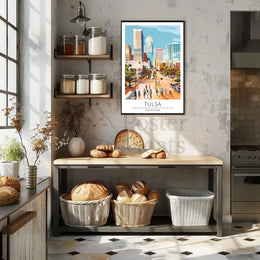 Tulsa Cityscape Vibrant Modern Travel Poster PosterGoat