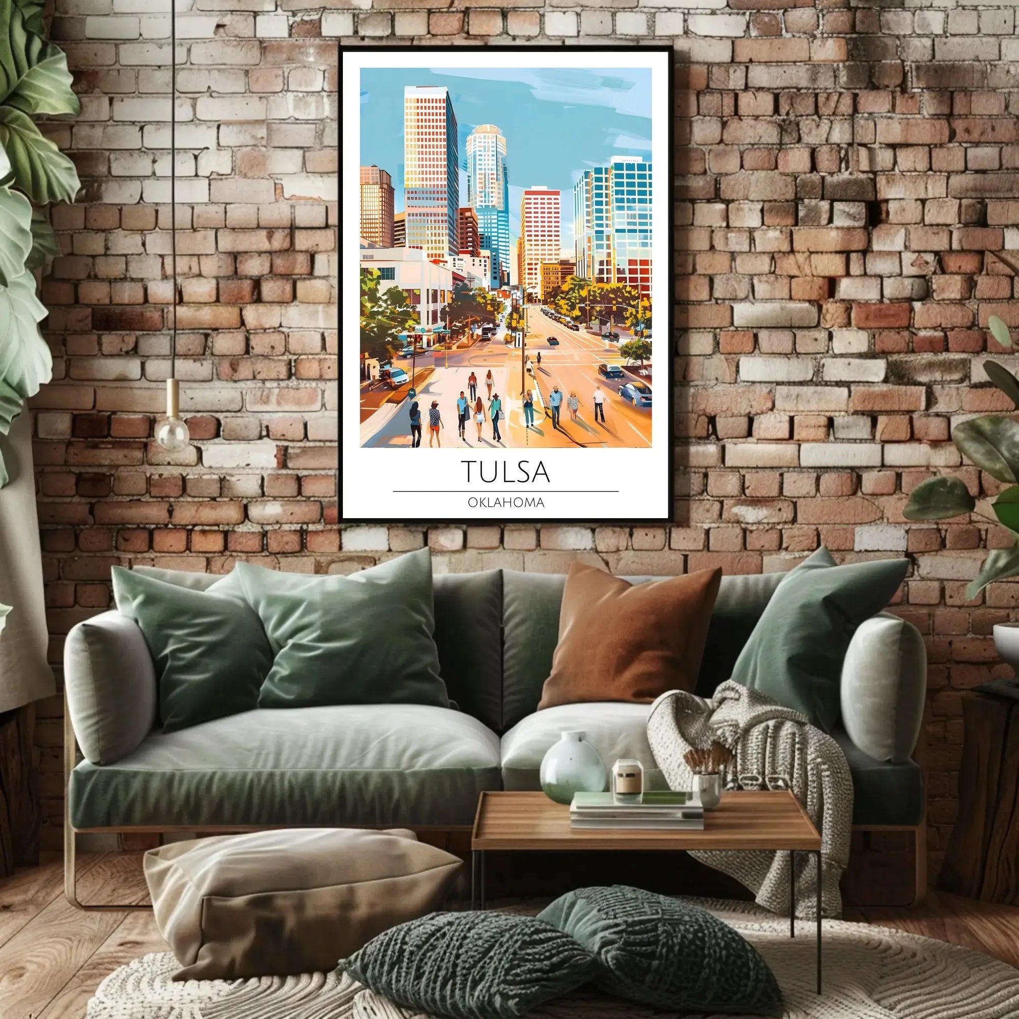 Tulsa Cityscape Vibrant Modern Travel Poster PosterGoat