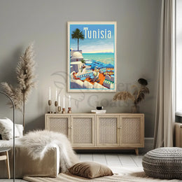 Tunisian Coastal Scene Evokes Mediterranean Leisure Travel Poster PosterGoat