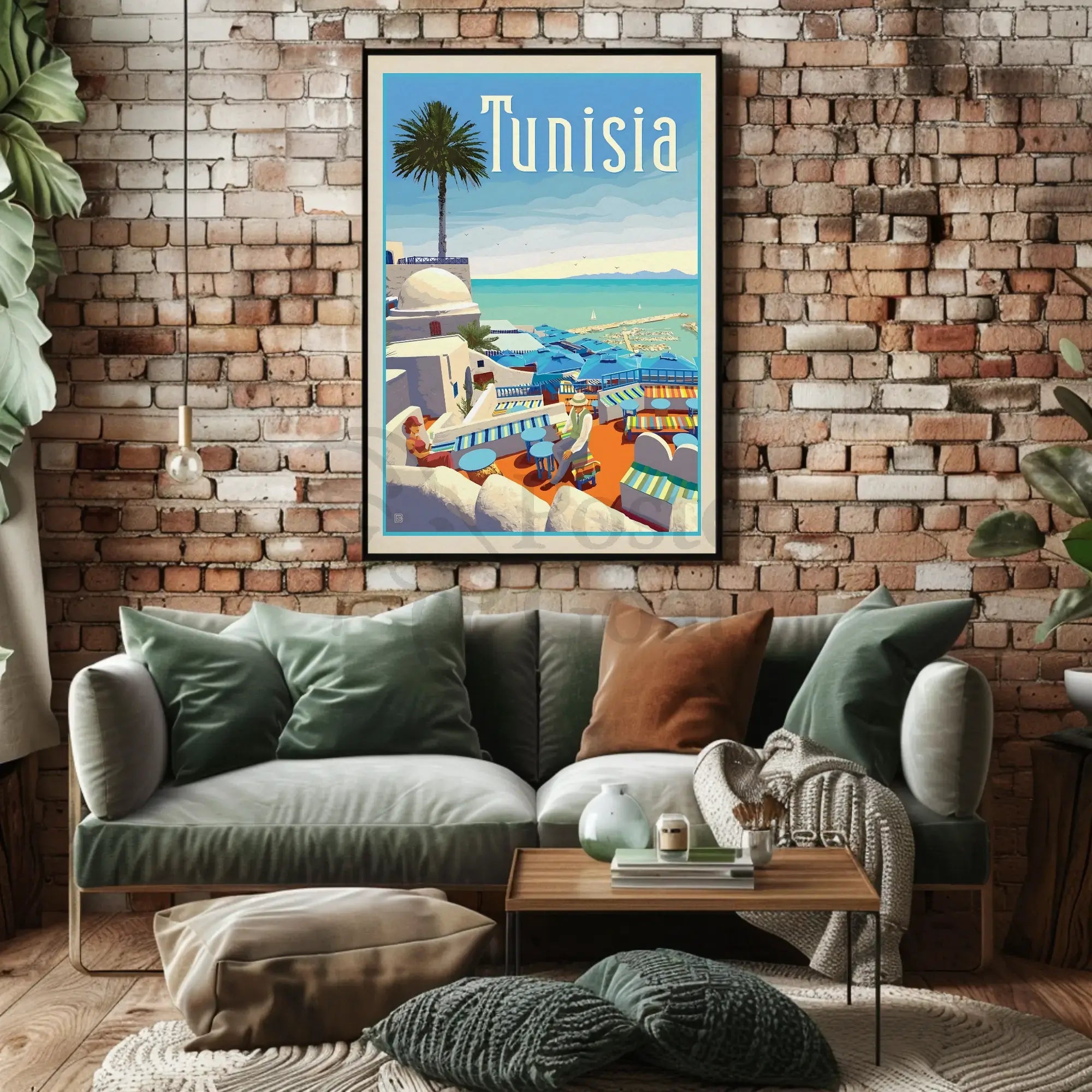 Tunisian Coastal Scene Evokes Mediterranean Leisure Travel Poster PosterGoat